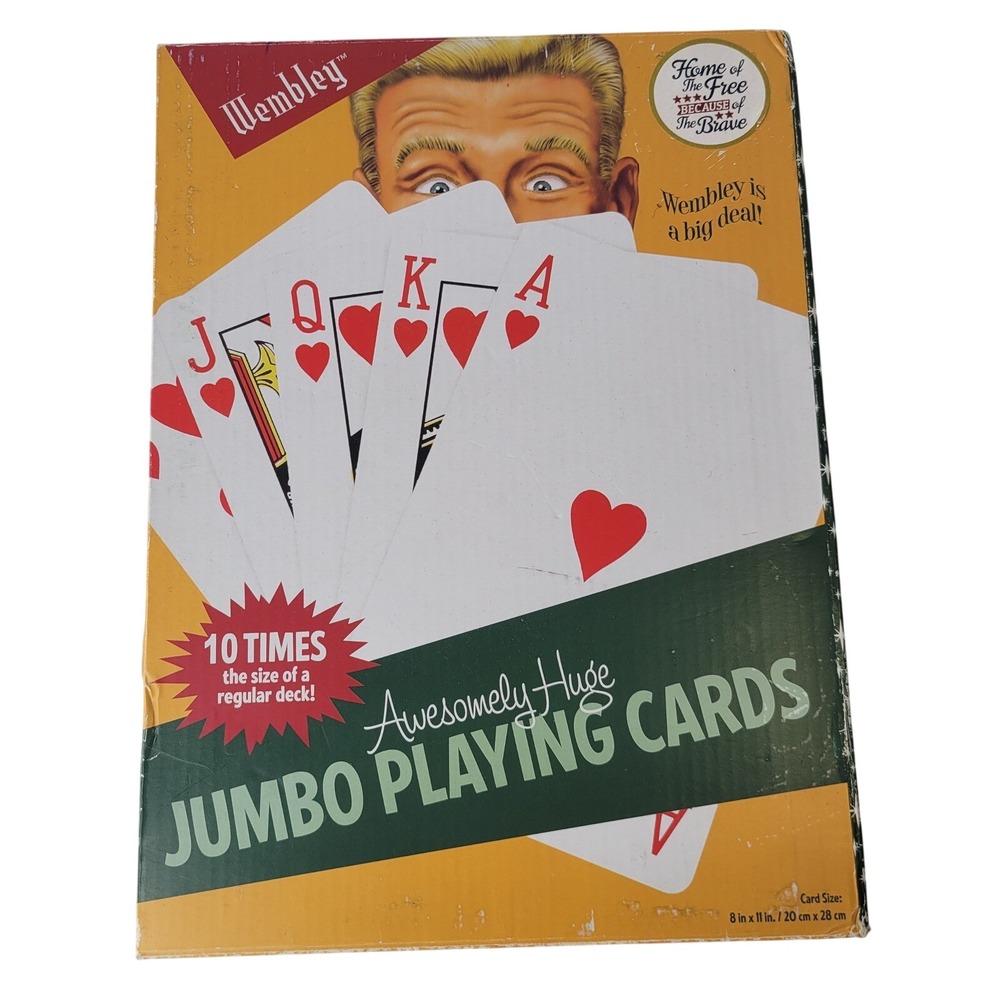 Wembley Jumbo Playing Cards White Red Awesomely Huge Novelty‎ Deck SEALED